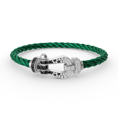 [Love Lucky]FORCE LARGE HORSESHOE BLACK WHITE DIAMOND BRACELET SILVER