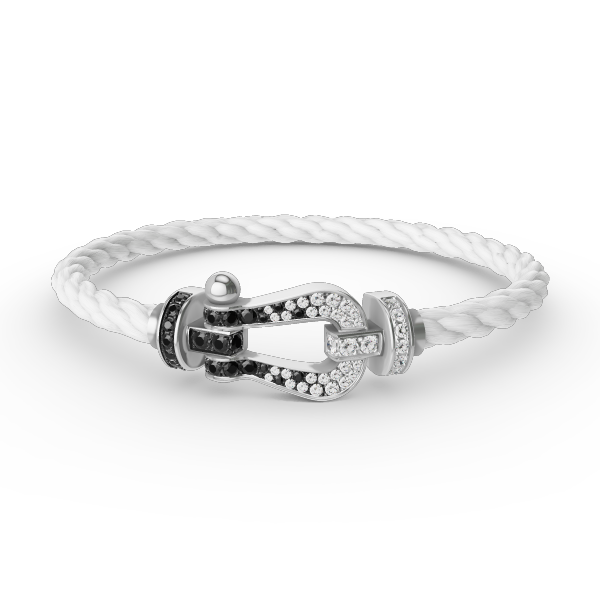 [Love Lucky]FORCE LARGE HORSESHOE BLACK WHITE DIAMOND BRACELET SILVER