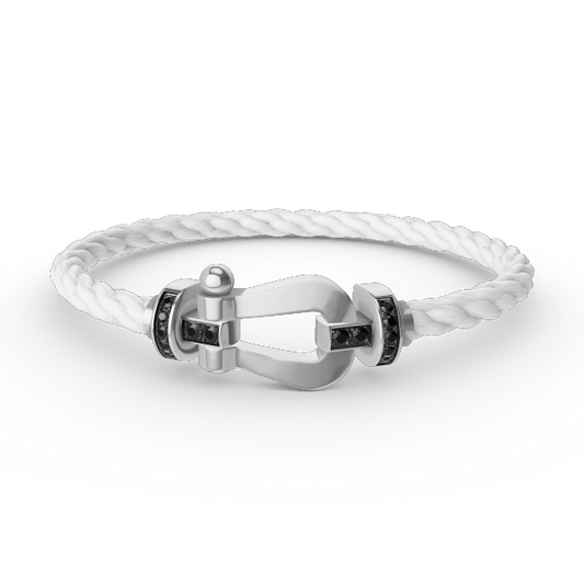 [Love Lucky]FORCE LARGE HORSESHOE BLACK DIAMOND BRACELET SILVER