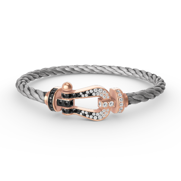 [Love Lucky]FORCE LARGE HORSESHOE BLACK WHITE DIAMOND BRACELET ROSE GOLD