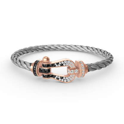 [Love Lucky]FORCE LARGE HORSESHOE BLACK WHITE DIAMOND BRACELET ROSE GOLD