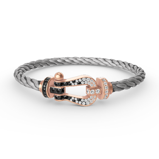 [Love Lucky]FORCE LARGE HORSESHOE BLACK WHITE DIAMOND BRACELET ROSE GOLD