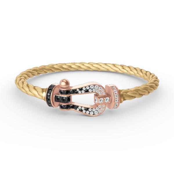 [Love Lucky]FORCE LARGE HORSESHOE BLACK WHITE DIAMOND BRACELET ROSE GOLD