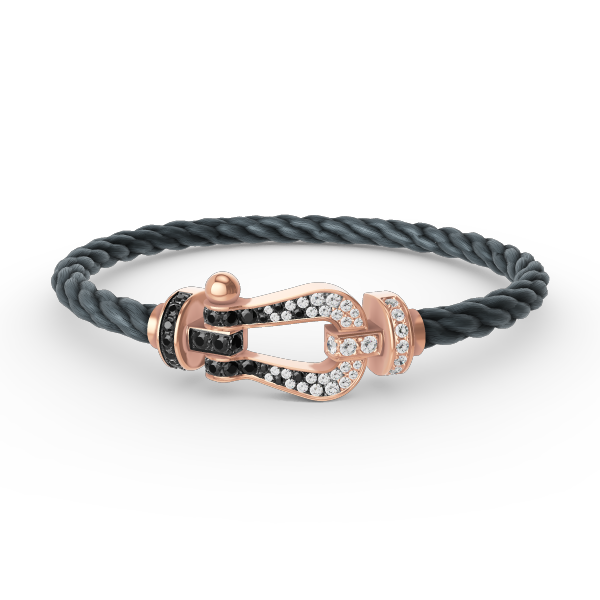 [Love Lucky]FORCE LARGE HORSESHOE BLACK WHITE DIAMOND BRACELET ROSE GOLD