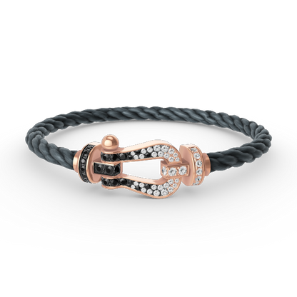[Love Lucky]FORCE LARGE HORSESHOE BLACK WHITE DIAMOND BRACELET ROSE GOLD