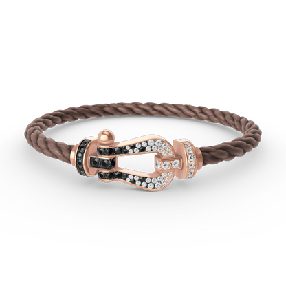 [Love Lucky]FORCE LARGE HORSESHOE BLACK WHITE DIAMOND BRACELET ROSE GOLD