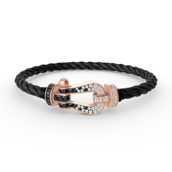 [Love Lucky]FORCE LARGE HORSESHOE BLACK WHITE DIAMOND BRACELET ROSE GOLD