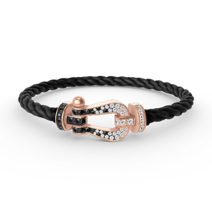[Love Lucky]FORCE LARGE HORSESHOE BLACK WHITE DIAMOND BRACELET ROSE GOLD