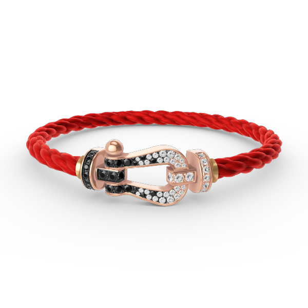 [Love Lucky]FORCE LARGE HORSESHOE BLACK WHITE DIAMOND BRACELET ROSE GOLD