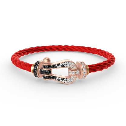 [Love Lucky]FORCE LARGE HORSESHOE BLACK WHITE DIAMOND BRACELET ROSE GOLD