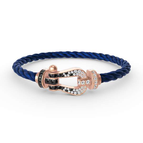 [Love Lucky]FORCE LARGE HORSESHOE BLACK WHITE DIAMOND BRACELET ROSE GOLD