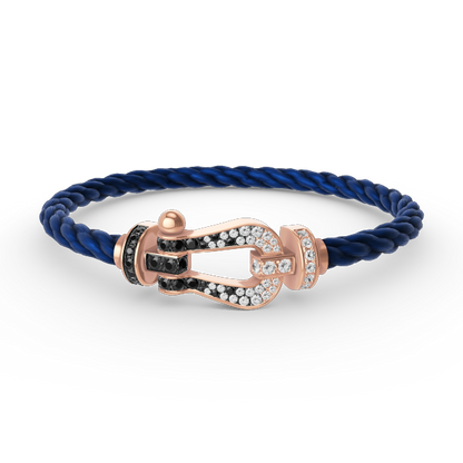 [Love Lucky]FORCE LARGE HORSESHOE BLACK WHITE DIAMOND BRACELET ROSE GOLD