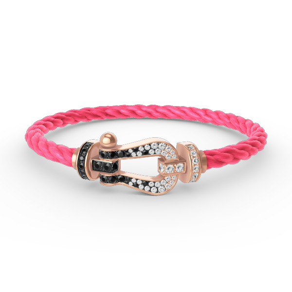 [Love Lucky]FORCE LARGE HORSESHOE BLACK WHITE DIAMOND BRACELET ROSE GOLD