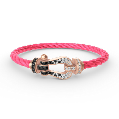 [Love Lucky]FORCE LARGE HORSESHOE BLACK WHITE DIAMOND BRACELET ROSE GOLD