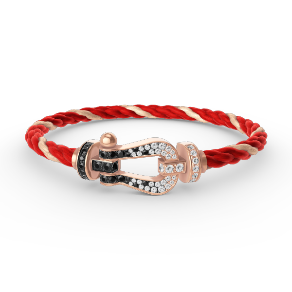 [Love Lucky]FORCE LARGE HORSESHOE BLACK WHITE DIAMOND BRACELET ROSE GOLD
