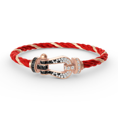 [Love Lucky]FORCE LARGE HORSESHOE BLACK WHITE DIAMOND BRACELET ROSE GOLD