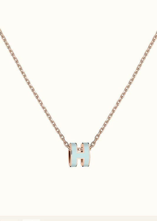 [Love Lucky]POP H LIGHT BLUE NECKLACE