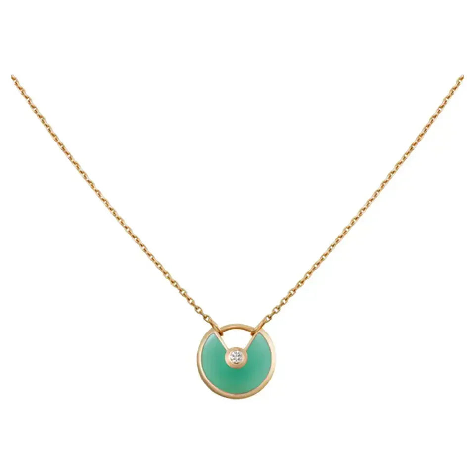 [Love Lucky]AMULETTE GOLD MALACHITE NECKLACE