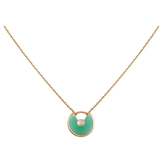 [Love Lucky]AMULETTE GOLD MALACHITE NECKLACE