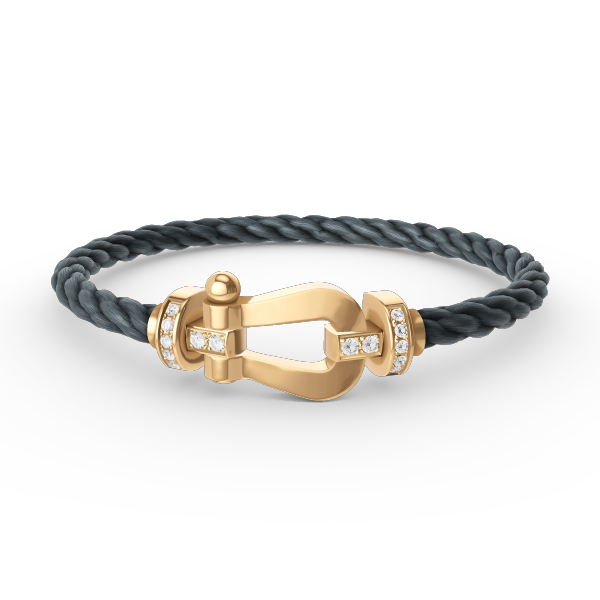 [Love Lucky]FORCE LARGE HORSESHOE HALF DIAMOND BRACELET GOLD
