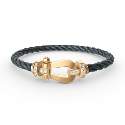 [Love Lucky]FORCE LARGE HORSESHOE HALF DIAMOND BRACELET GOLD