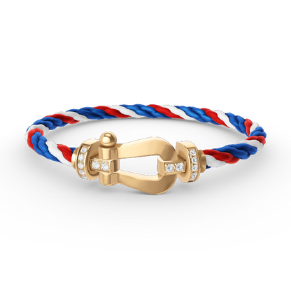 [Love Lucky]FORCE LARGE HORSESHOE HALF DIAMOND BRACELET GOLD