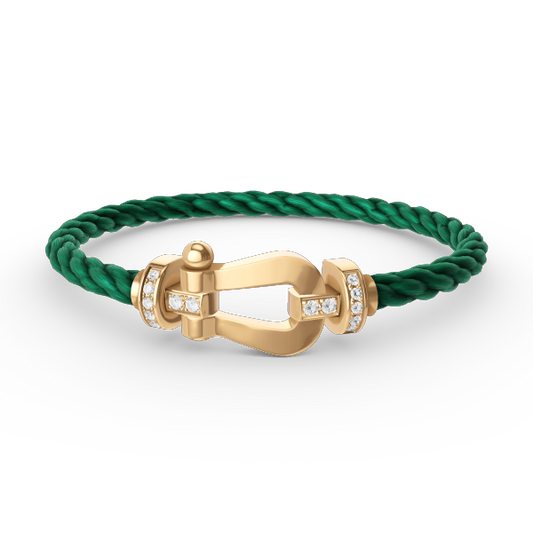 [Love Lucky]FORCE LARGE HORSESHOE HALF DIAMOND BRACELET GOLD