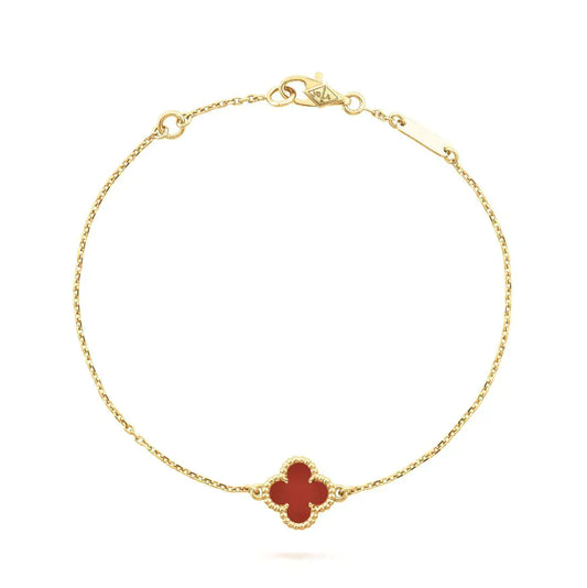 [Love Lucky]CLOVER  CARNELIAN SINGLE FLOWER BRACELET