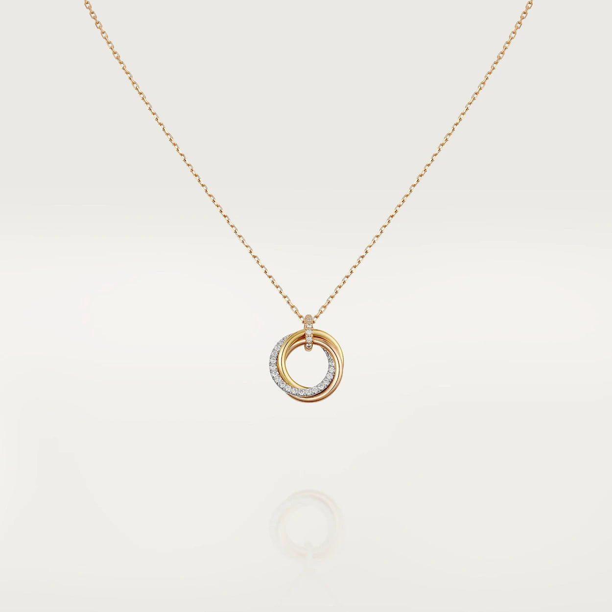 [Love Lucky]TRINITY NECKLACE SILVER GOLD PINK GOLD DIAMONDS