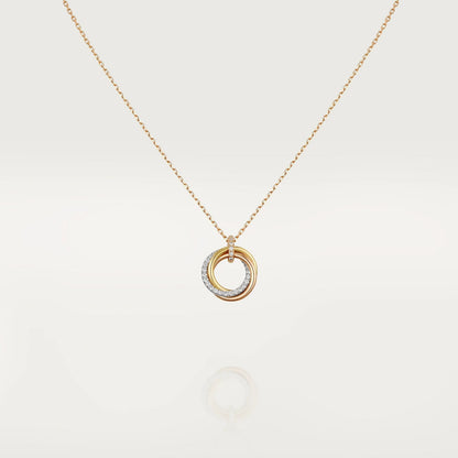 [Love Lucky]TRINITY NECKLACE SILVER GOLD PINK GOLD DIAMONDS
