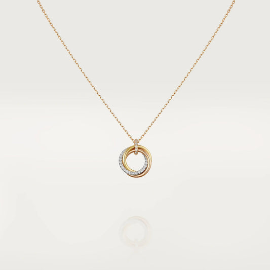 [Love Lucky]TRINITY NECKLACE SILVER GOLD PINK GOLD DIAMONDS