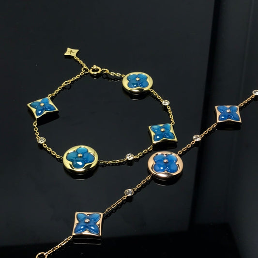 [Love Lucky]STAR AND SUN 4 MOTIF BLUE BRACELET