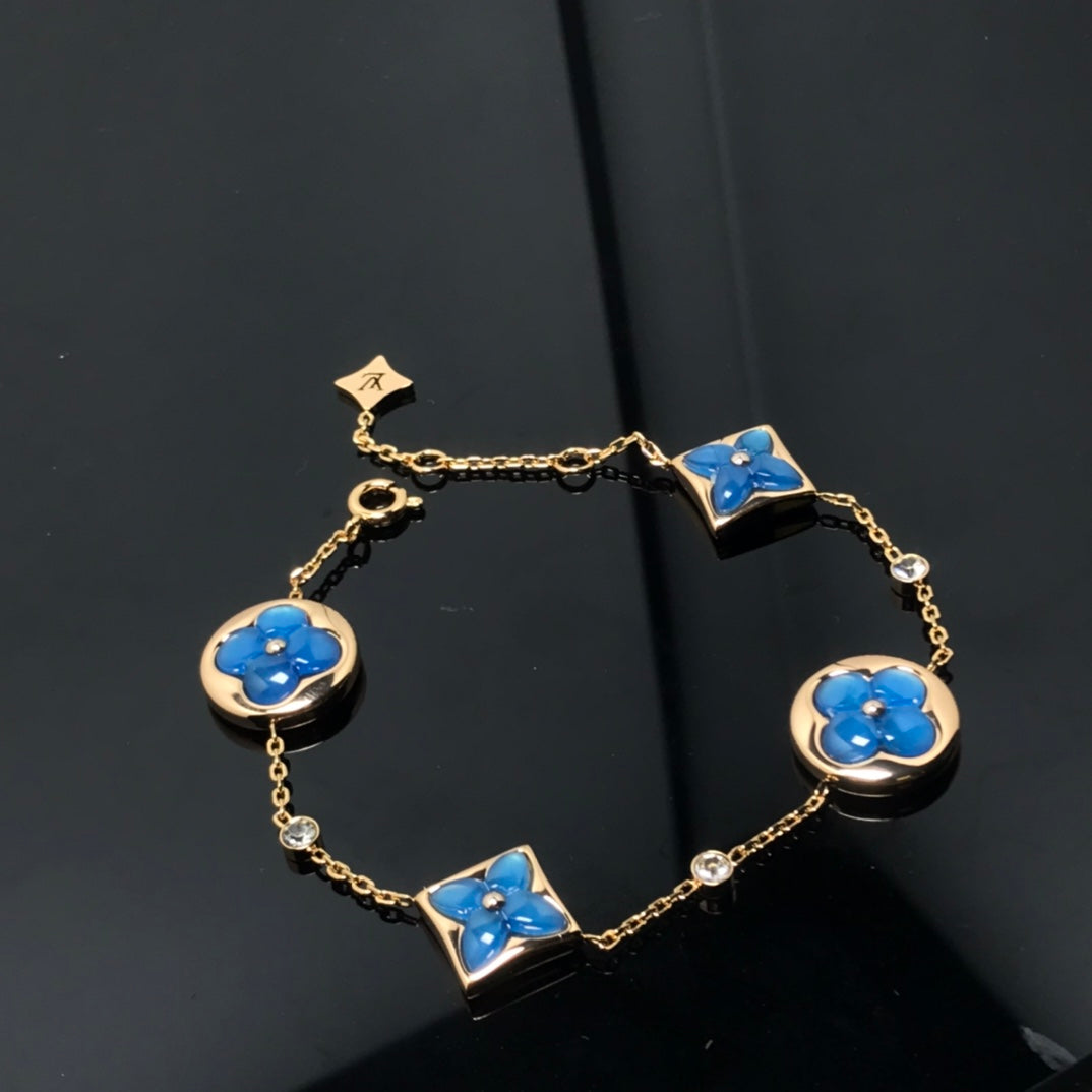 [Love Lucky]STAR AND SUN 4 MOTIF BLUE BRACELET